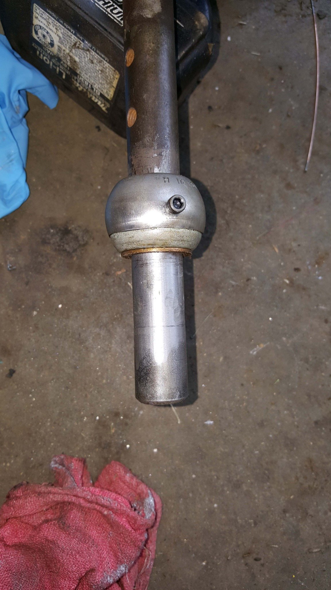 After repair: restored auger input shaft on an older Toro snowblower