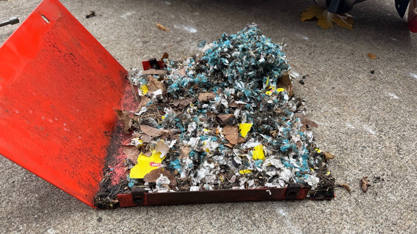 Debris and nest material removed from equipment